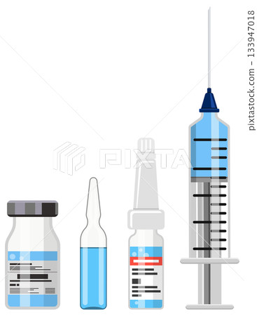 Plastic Medical Syringe and Vaccine Vial Icon 133947018