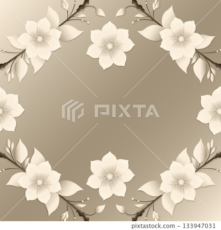 Elegant Floral Frame Border Beige Background Template Elegant Floral Frame Border Beige Background Template 133947031