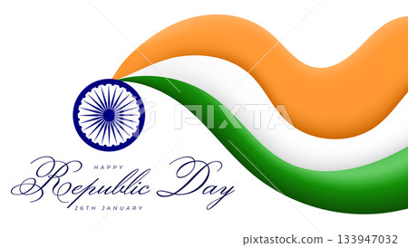 Elegant Republic Day India Greeting Card Background Waving Flag Elegant Republic Day India Greeting Card Background Waving Flag 133947032