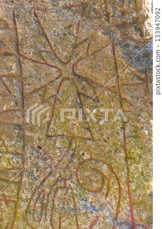 Rune stone in Sweden from the viking ages, about a thousand years old Rune stone in Sweden from the viking ages, about a thousand years old 133947092