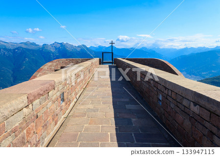 Santa Maria degli Angeli Chapel on the Monte Tamaro by the Swiss architect Mario Botta in Canton Ticino, Switzerland Santa Maria degli Angeli Chapel on the Monte Tamaro by the Swiss architect Mario Botta in Canton Ticino, Switzerland 133947115