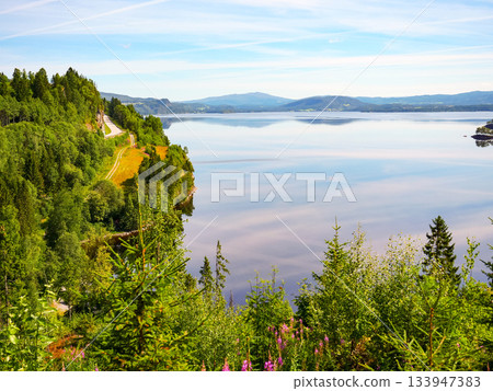 Snasa lake in Norway, scenic nature Snasa lake in Norway, scenic nature 133947383
