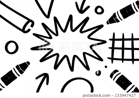 Abstract Doodle Sketch Elements Vector. Hand Drawn Marker Shapes Illustration Vector Abstract Doodle Sketch Elements Vector. Hand Drawn Marker Shapes Illustration Vector 133947427
