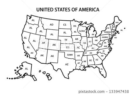 United States Map Outline Vector. USA States Geography Illustration Sketch Vector United States Map Outline Vector. USA States Geography Illustration Sketch Vector 133947438