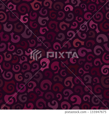 Bold hand drawn spiral pattern in deep plum tones for dramatic interior, fashion print or packaging design 133947675