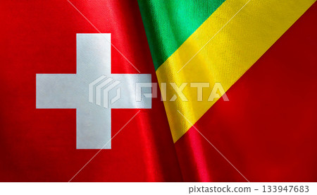 瑞士國旗和剛果共和國國旗 133947683