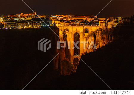 Ronda town with old bridge, Andalusia, Spain. 133947744