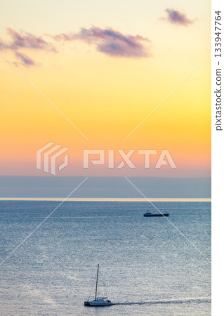 Yacht on sea water surface 133947764