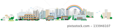 Summer cityscape footer Summer cityscape footer 133948107