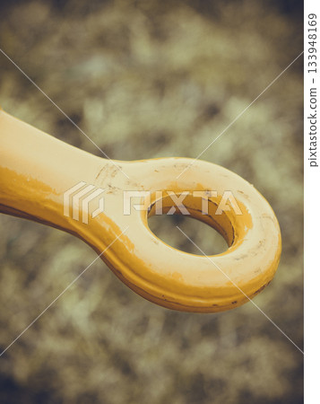 Tow hitch on big machinery closeup Tow hitch on big machinery closeup 133948169