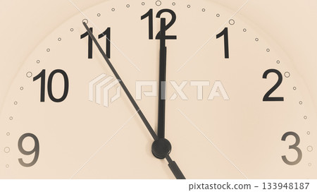 Closeup clock ticking showing twelve hours 133948187