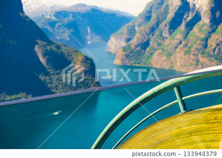 Fjord view from Stegastein viewpoint Norway 133948379