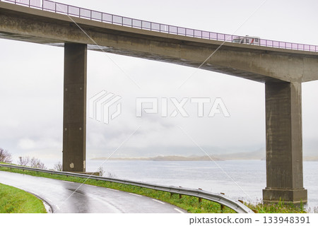 Bridge over fjord, Lofoten islands Norway Bridge over fjord, Lofoten islands Norway 133948391