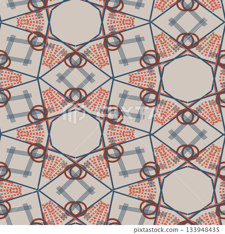 Textile motif seamless pattern. Abstract line shape geometric motif basic pattern continuous background. Man shirt all over print block.  133948435