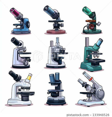 Collection of Scientific Microscopes for Research, Biology, and Education. 133948526