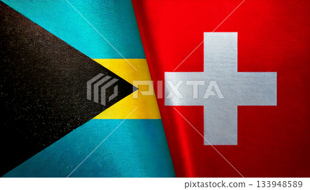 Swiss flag and Bahamian flag 133948589