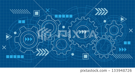 Gears. New technologies. Engineering industry. Futuristic circle elements. Vector illustration. Gears. New technologies. Engineering industry. Futuristic circle elements. Vector illustration. 133948726