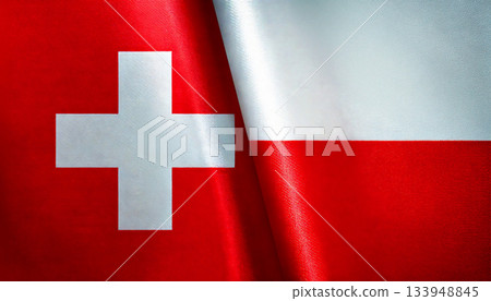 瑞士國旗和波蘭國旗 133948845