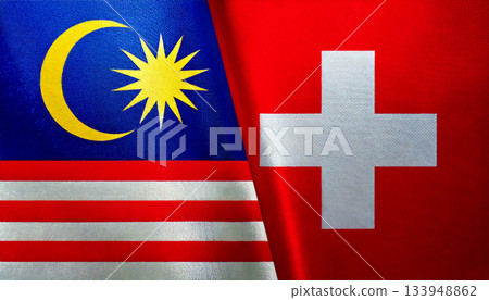 瑞士國旗和馬來西亞國旗 瑞士國旗和馬來西亞國旗 133948862