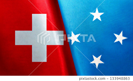 瑞士國旗和密克羅尼西亞國旗 瑞士國旗和密克羅尼西亞國旗 133948863