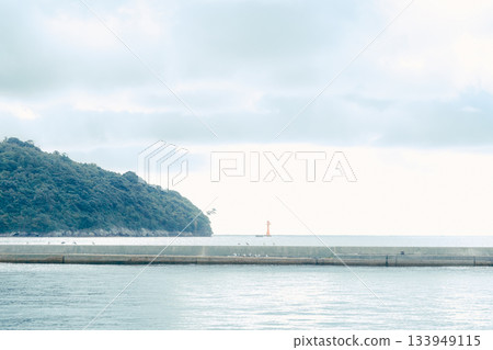 山中小鎮寧靜的漁港景象。漁船整齊地排列在平靜的水面上,遠處是小鎮的景色。 山中小鎮寧靜的漁港景象。漁船整齊地排列在平靜的水面上,遠處是小鎮的景色。 133949115