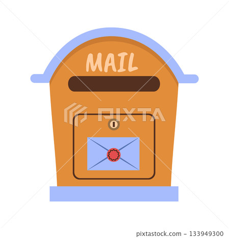 Mailbox with a rounded top. An outdoor mailbox for receiving letters. Minimalistic flat illustration. Mailbox with a rounded top. An outdoor mailbox for receiving letters. Minimalistic flat illustration. 133949300
