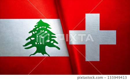 瑞士國旗和黎巴嫩國旗 瑞士國旗和黎巴嫩國旗 133949413