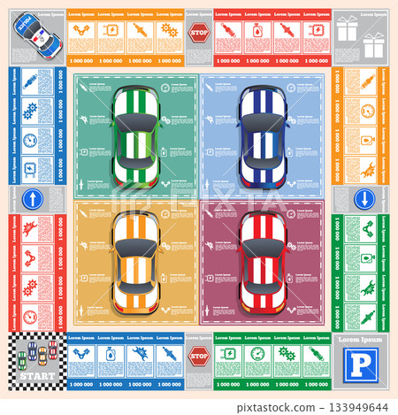 Car repair. Board game. Vector design for app game user interface. Car repair. Board game. Vector design for app game user interface. 133949644