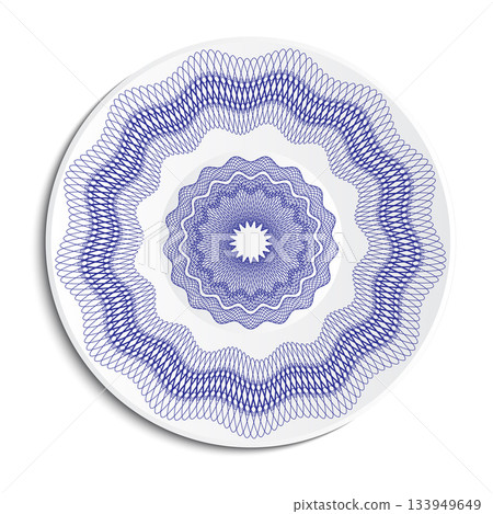 Decorative plate with an ornament. Isolated on white background. Vector illustration. 133949649