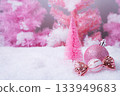 Pink Christmas Holiday Scene with Gifts Candy and Frosted Trees Pink Christmas Holiday Scene with Gifts Candy and Frosted Trees 133949683