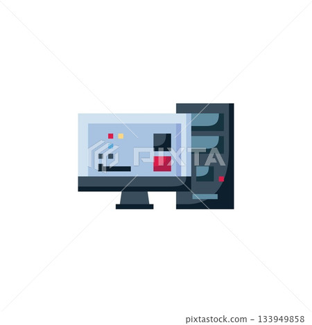 computer vector icon. computer component icon flat style. perfect use for logo, presentation, website, and more. simple modern icon design cartoon style 133949858