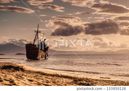 The famous shipwreck near Gythio Greece The famous shipwreck near Gythio Greece 133950126
