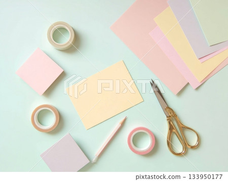 Minimal pastel stationery layout for creative planning Minimal pastel stationery layout for creative planning 133950177