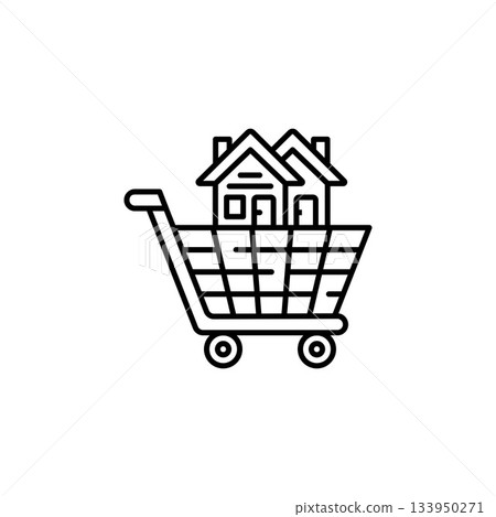 house trolley vector icon. real estate icon outline style. perfect use for logo, presentation, website, and more. simple modern icon design line style 133950271