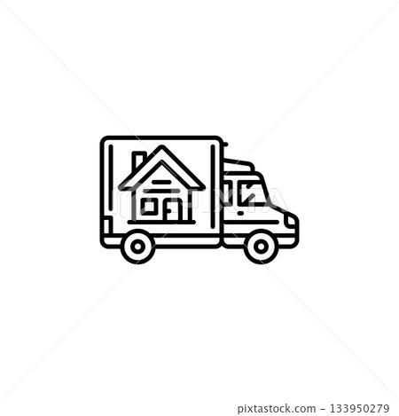 moving house vector icon. real estate icon outline style. perfect use for logo, presentation, website, and more. simple modern icon design line style moving house vector icon. real estate icon outline style. perfect use for logo, presentation, website, and more. simple modern icon design line style 133950279