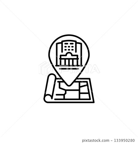 apartment location vector icon. real estate icon outline style. perfect use for logo, presentation, website, and more. simple modern icon design line style 133950280
