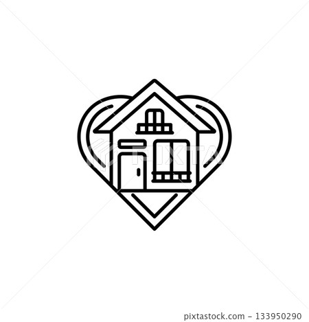 love house building vector icon. real estate icon outline style. perfect use for logo, presentation, website, and more. simple modern icon design line style 133950290