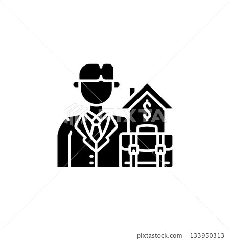 real estate seller vector icon. real estate icon solid style. perfect use for logo, presentation, website, and more. modern icon design glyph style real estate seller vector icon. real estate icon solid style. perfect use for logo, presentation, website, and more. modern icon design glyph style 133950313