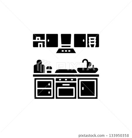 kitchen room vector icon. real estate icon solid style. perfect use for logo, presentation, website, and more. simple modern icon design glyph style kitchen room vector icon. real estate icon solid style. perfect use for logo, presentation, website, and more. simple modern icon design glyph style 133950358