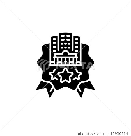 hotel badge vector icon. real estate icon solid style. perfect use for logo, presentation, website, and more. modern icon design glyph style 133950364
