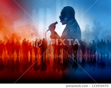 Motivational speech crowd concept art 133950470