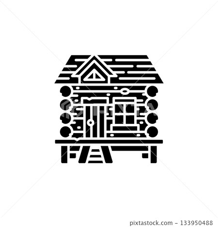 wood cabin vector icon. real estate icon solid style. perfect use for logo, presentation, website, and more. simple modern icon design glyph style 133950488