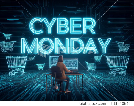 Cyber Monday Digital Shopping Scene Cyber Monday Digital Shopping Scene 133950643