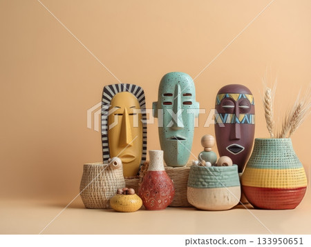 African Tribal Masks and Ceramic Vases African Tribal Masks and Ceramic Vases 133950651