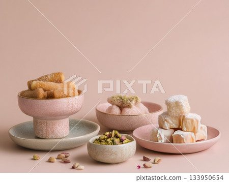 Pastel Maghrebi Sweets Flat Lay Pastel Maghrebi Sweets Flat Lay 133950654