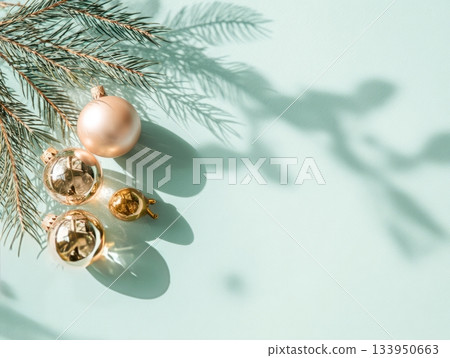 Pastel Holiday Ornament Scene with copy space 133950663