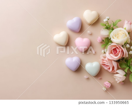 Romantic Candy Rose Scene with copy space Romantic Candy Rose Scene with copy space 133950665