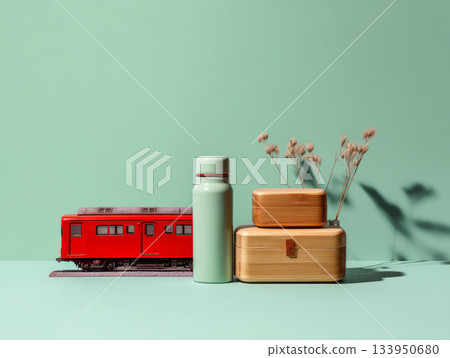Minimal pastel travel themed flat composition Minimal pastel travel themed flat composition 133950680
