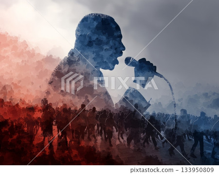Motivational speech crowd concept art 133950809