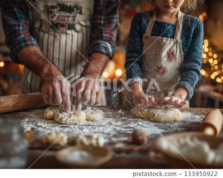 Family Baking Christmas Cookies Together Family Baking Christmas Cookies Together 133950922